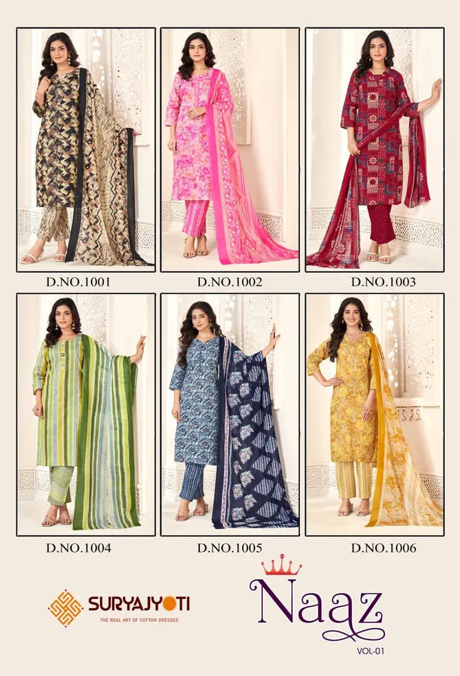 Naaz Vol 1 By Suryajyoti Cotton Printed Kurti With Bottom Dupatta Orders In India